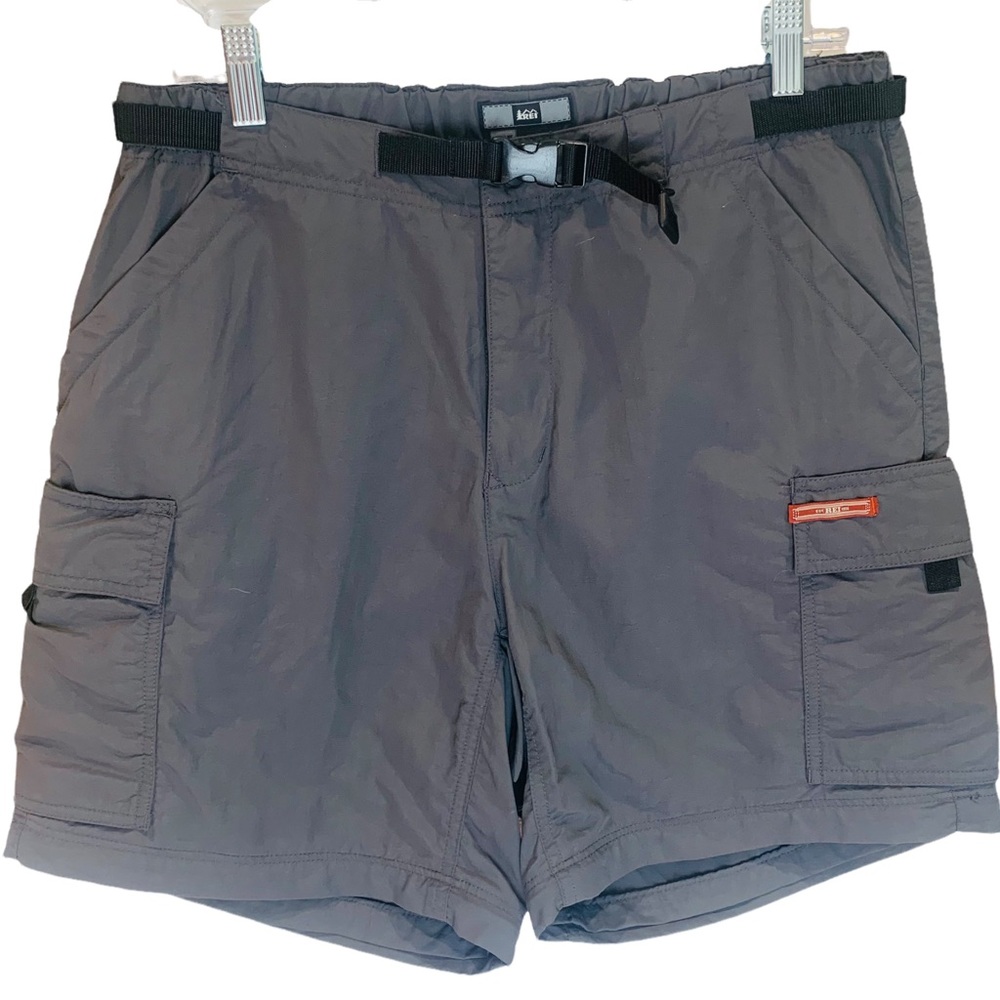 REI Women's Athletic Cargo Shorts in Charcoal Gray with Black Belt